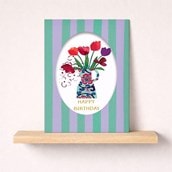 Birthday Card - Birthday Vase Of Flowers Birthday Card - Birthday Vase Of Flowers