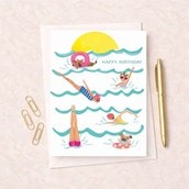 Birthday Card - Ladies Sea Swimming Birthday Card - Ladies Sea Swimming