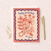 Birthday Card - Red Flowers