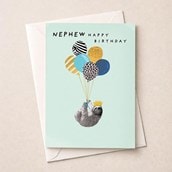 Nephew Birthday Card - Sloth With Balloons