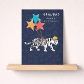 Grandad Birthday Card - White Tiger With Balloons