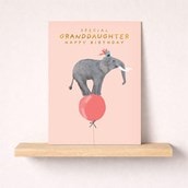 Granddaughter Birthday Card - Elephant On A Balloon Granddaughter Birthday Card - Elephant On A Balloon