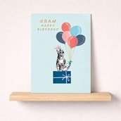 Gran Birthday Card - Cat With Gifts And Balloons Gran Birthday Card - Cat With Gifts And Balloons