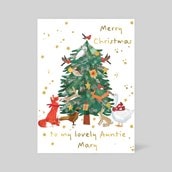 Personalised Christmas Card - Christmas Tree & Woodland Animals