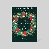 Personalised Christmas Card - Robins On A Wreath Personalised Christmas Card - Robins On A Wreath