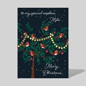 Personalised Christmas Card - Robins In A Tree Personalised Christmas Card - Robins In A Tree