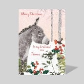 Personalised Christmas Card - Donkey & Robin Personalised Christmas Card - Donkey & Robin