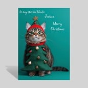 Personalised Christmas Card - Cat Dressed As A Christmas Tree