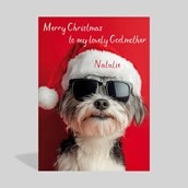 Personalised Christmas Card - Christmas Dog In A Santa Hat