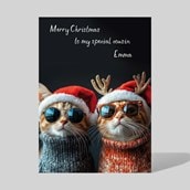 Personalised Christmas Card - Christmas Cats In Santa Hats