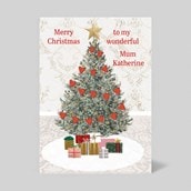 Personalised Christmas Card - Christmas Tree Covered In Hearts