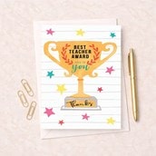 Large Thank You Teacher Card - Best Teacher Large Thank You Teacher Card - Best Teacher