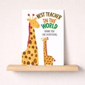 Large Thank You Teacher Card - Giraffes