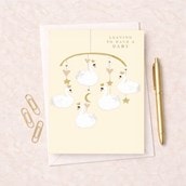 Large Leaving For A Baby Card - Swan Mobile