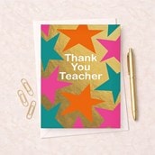 Large Thank You Teacher Card - Stars Large Thank You Teacher Card - Stars