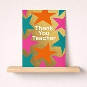 Large Thank You Teacher Card - Stars