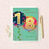 Large Age 18 Birthday Card - Balloons Large Age 18 Birthday Card - Balloons