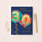 Large Age 30 Birthday Card - Balloons Large Age 30 Birthday Card - Balloons