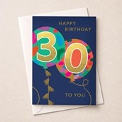 Large Age 30 Birthday Card - Balloons Large Age 30 Birthday Card - Balloons