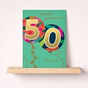 Large Age 50 Birthday Card - Balloons