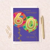 Large Age 60 Birthday Card - Balloons Large Age 60 Birthday Card - Balloons