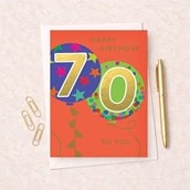 Large Age 70 Birthday Card - Balloons