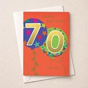 Large Age 70 Birthday Card - Balloons