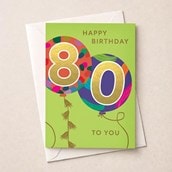 Large Age 80 Birthday Card - Balloons