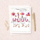 Large Birthday Card - Dancing Geese