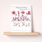 Large Birthday Card - Dancing Geese