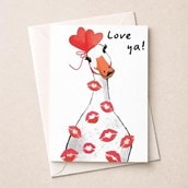 Large Card - Goose Covered In Kisses
