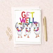 Large Get Well Soon Card - Fancy Geese Large Get Well Soon Card - Fancy Geese
