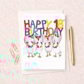 Large Birthday Card - Age 18 Fancy Geese Large Birthday Card - Age 18 Fancy Geese