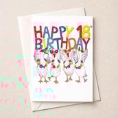 Large Birthday Card - Age 18 Fancy Geese