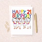 Large Birthday Card - Age 21 Fancy Geese Large Birthday Card - Age 21 Fancy Geese