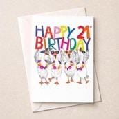 Large Birthday Card - Age 21 Fancy Geese Large Birthday Card - Age 21 Fancy Geese