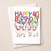 Large Birthday Card - Age 40 Fancy Geese Large Birthday Card - Age 40 Fancy Geese
