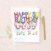 Large Birthday Card - Age 50 Fancy Geese Large Birthday Card - Age 50 Fancy Geese