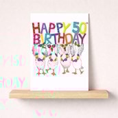 Large Birthday Card - Age 50 Fancy Geese