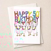 Large Birthday Card - Age 50 Fancy Geese