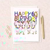 Large Birthday Card - Age 60 Fancy Geese