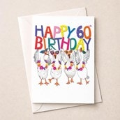 Large Birthday Card - Age 60 Fancy Geese