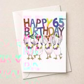 Large Birthday Card - Age 65 Fancy Geese