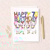 Large Birthday Card - Age 70 Fancy Geese