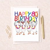 Large Birthday Card - Age 80 Fancy Geese Large Birthday Card - Age 80 Fancy Geese