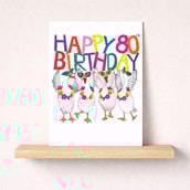 Large Birthday Card - Age 80 Fancy Geese Large Birthday Card - Age 80 Fancy Geese