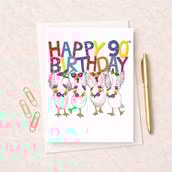 Large Birthday Card - Age 90 Fancy Geese Large Birthday Card - Age 90 Fancy Geese