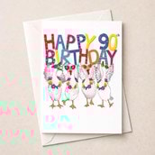 Large Birthday Card - Age 90 Fancy Geese
