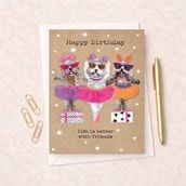 Large Birthday Card - Ballerina Dogs