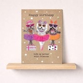 Large Birthday Card - Ballerina Dogs